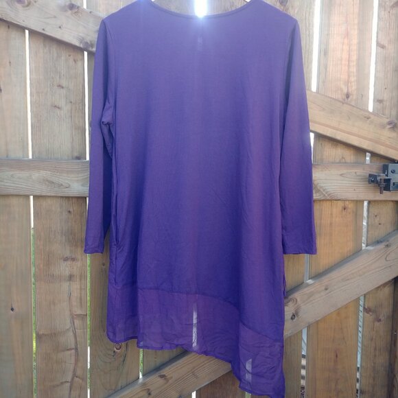 Zeaberg purple asymmetrical hemline tunic top stretch purple modal size … - Picture 6 of 12